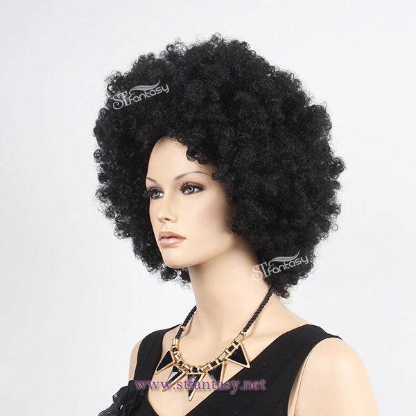 Top quality factory wholesale fluffy synthetic fiber afro wig for black women