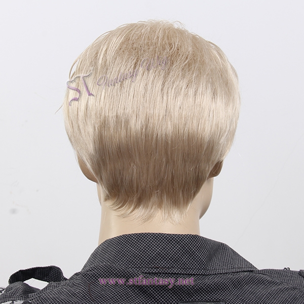 CE identification short blonde man wigs for American,japanese synthetic wig wholesale