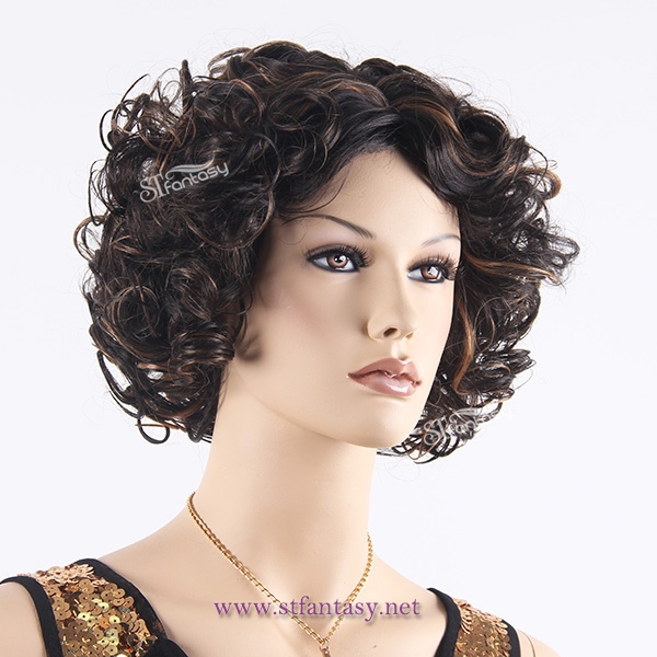 Wholesale fluffy short afro wig for middle age women