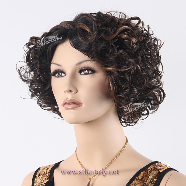 Wholesale fluffy short afro wig for middle age women