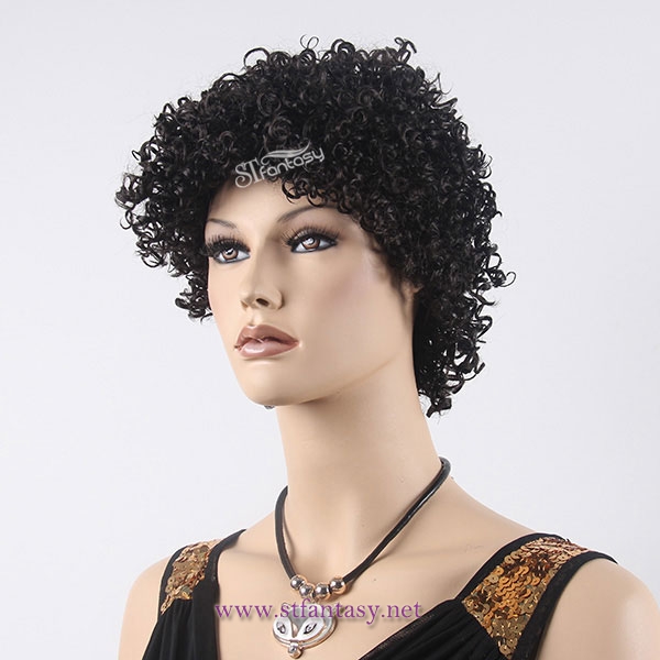 Factory wholesale synthetic hair short curly wig for black women