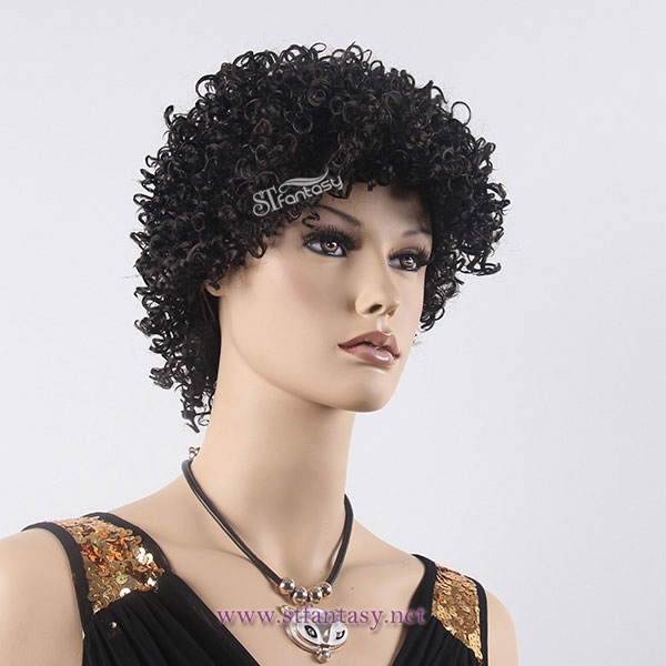 Factory wholesale synthetic hair short curly wig for black women