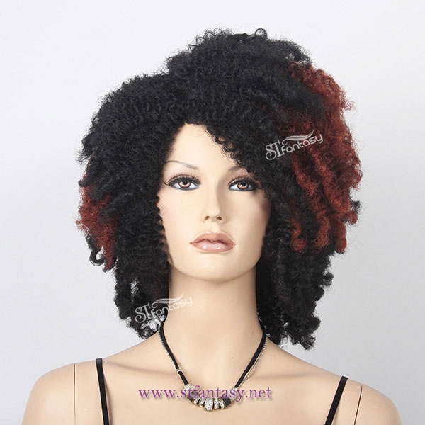 ST 2017 new product black wig brown hightlight synthetic hair afro wig for black women