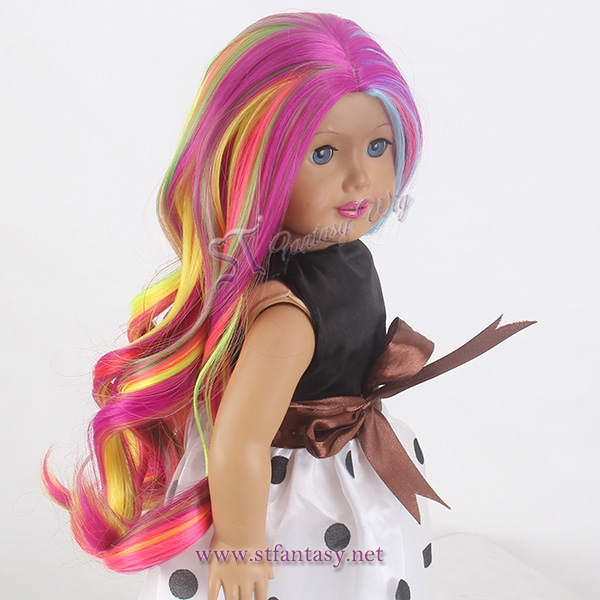 17 inches spring rainbow doll wig body wave long wig for american girl doll