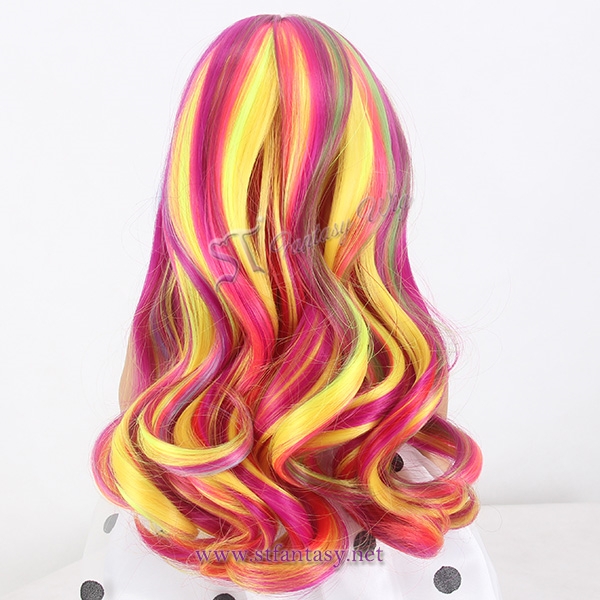 17 inches spring rainbow doll wig body wave long wig for american girl doll