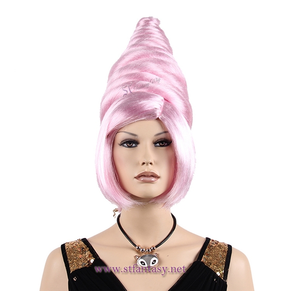 Brazil carnival crazy color wig pink beehive wig for party china synthetic wig factory wholesale