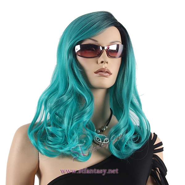 Light blue ombre long wave custom realistic for women wholesale wigs form china