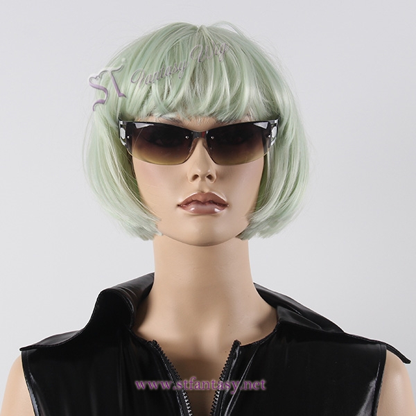 2017 newest wig grass green short bob realistic synthetic mannequin wigs wholesale