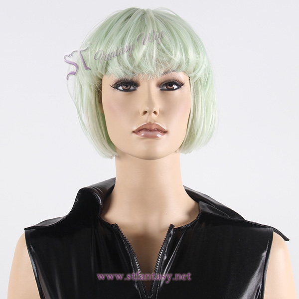 2017 newest wig grass green short bob realistic synthetic mannequin wigs wholesale