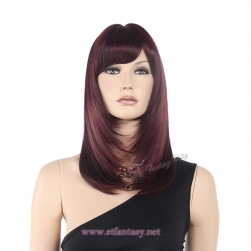 Guangzhou Panyu Wig Manufacturer Supply 22” Long Dark Red High Temperature Synthetic Hair Wig For Women