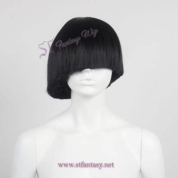 Latest Fashion 11” 1b Black Short Straight Synthetic Mannequin Wig For Fashion Show
