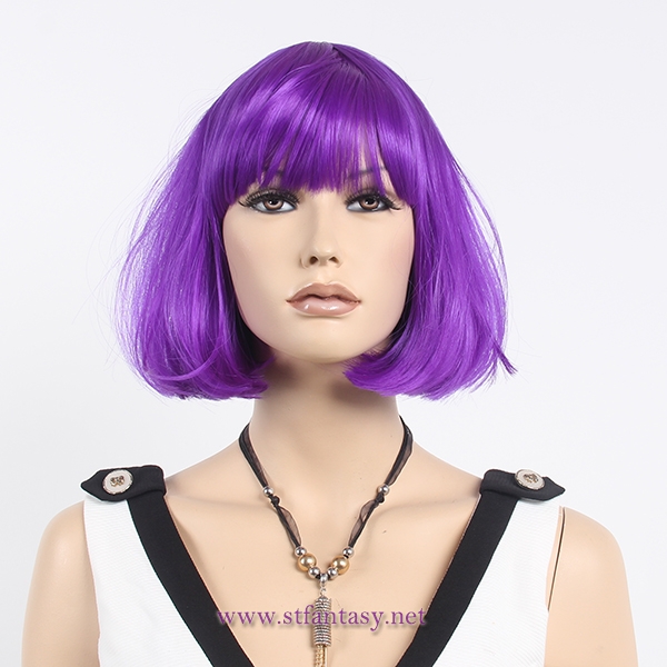 Low price $4.2 purple bob wig short party wig for women from china wig manufacturer