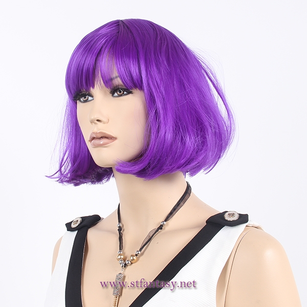 Low price $4.2 purple bob wig short party wig for women from china wig manufacturer