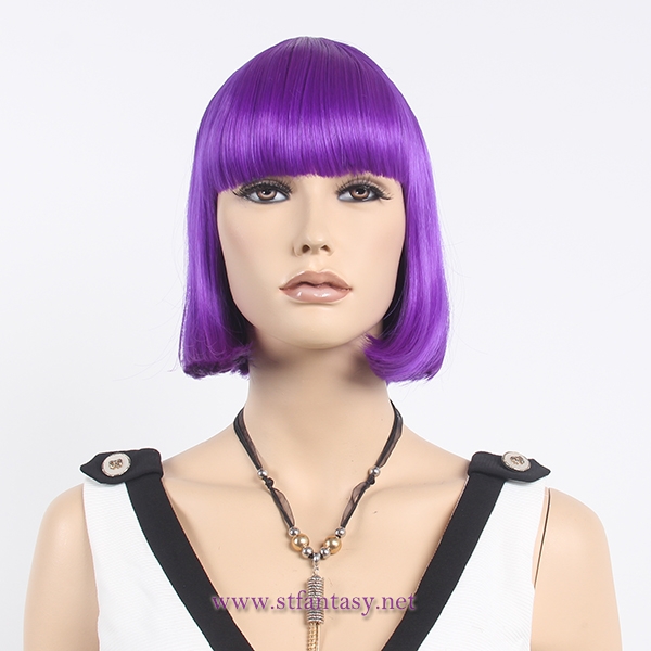 Low price $4.2 purple bob wig short party wig for women from china wig manufacturer