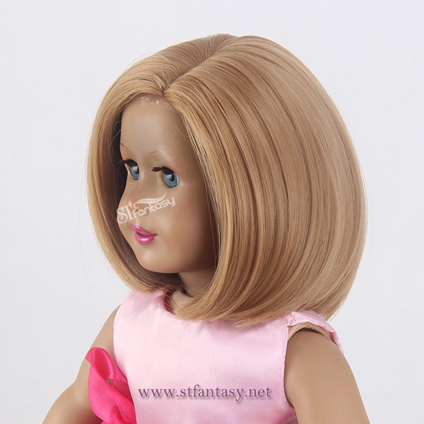 China Wholesale Wigs Supplier 5” Short Brown Bob Flame Resistant Synthetic Hair Doll Wig For American Girl With Cute Bang