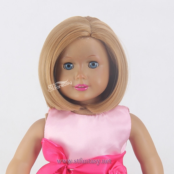 China Wholesale Wigs Supplier 5” Short Brown Bob Flame Resistant Synthetic Hair Doll Wig For American Girl With Cute Bang