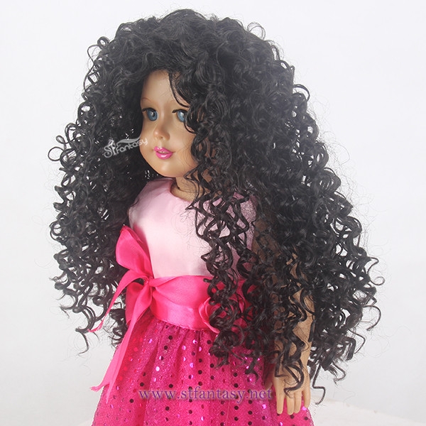 Wholesale Wig Supplier In China Cheap Long Black Kinky Curly Afro Style 2017 Newest Heat Resistant Synthetic Hair Doll Wig For 18 Inch American Girl