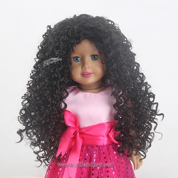 Wholesale Wig Supplier In China Cheap Long Black Kinky Curly Afro Style 2017 Newest Heat Resistant Synthetic Hair Doll Wig For 18 Inch American Girl