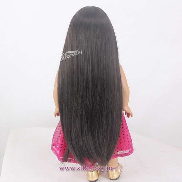 China Wholesale Wig 15” Long Black Silky Straight Wave Heat Resistant Synthetic Hair Doll Wig For 18 Inch American Girl Doll