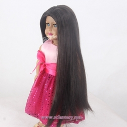 China Wholesale Wig 15” Long Black Silky Straight Wave Heat Resistant Synthetic Hair Doll Wig For 18 Inch American Girl Doll