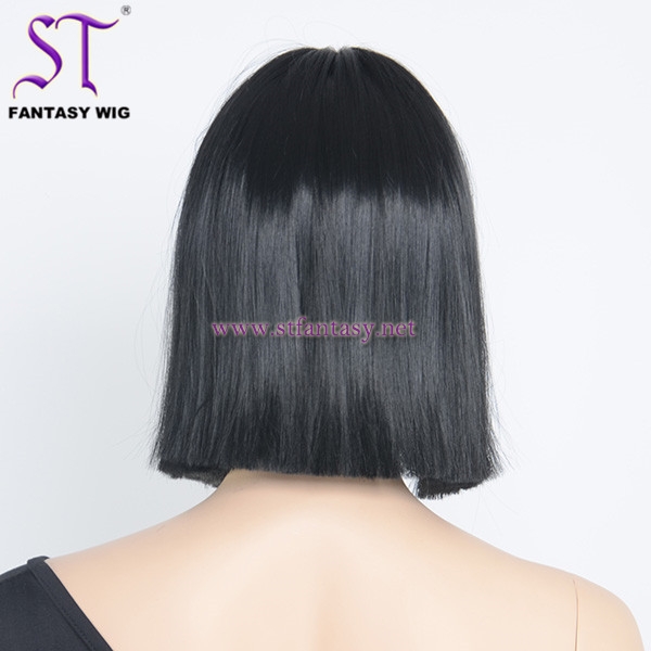 China Synthetic Wig Wholesale Supplier 13” Best Quality Short Black Bob Wig For Black Women