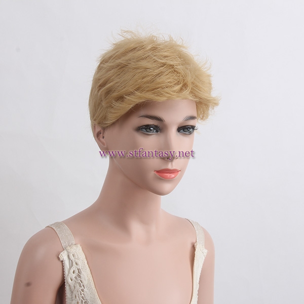Wholesale Wig Suppliers China Golden Short Curly Heat Resistant Synthetic Hair Wig For Children