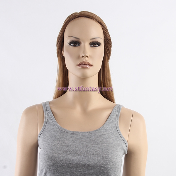 Fantasywig Guangzhou Wholesaler 23” Long Straight Brown Best Quality Synthetic Hair Female Mannequin Wig Stand