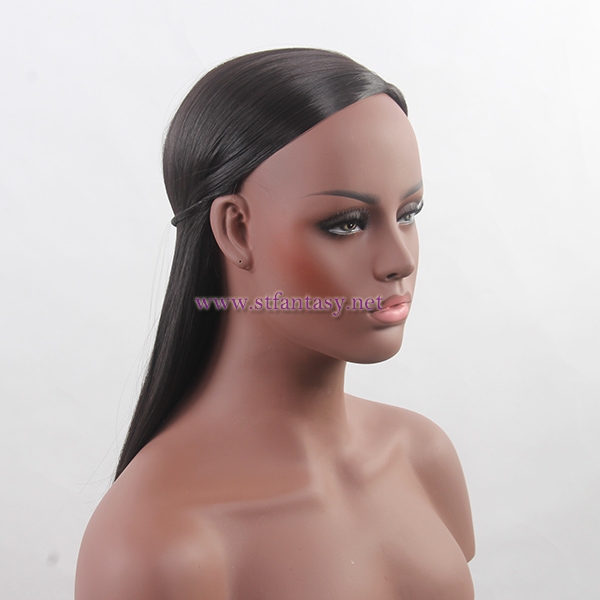 Low Price Long Black Straight Wave Best Quality Japanese Synthetic Hair 2609 Black Mannequin Wig Stand