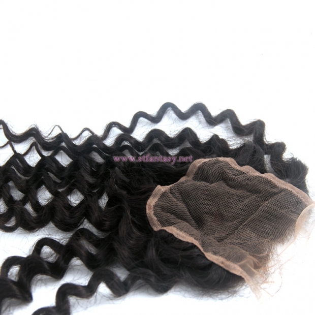 China factory direct wholesale invisible part kinky curly peruvian hair lace closure