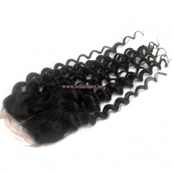 China factory direct wholesale invisible part kinky curly peruvian hair lace closure