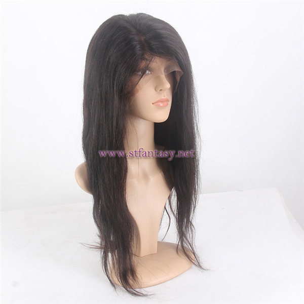 Natural Color Long Straight 100% Brazilian Remy Virgin Human Hair 360 Lace Frontal Wig