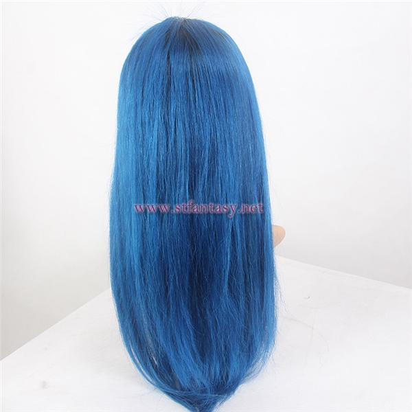 Top Quality Dark Roots Blue Hair Long Silky Straight 100 Brazilian Remy Human Hair 360 Lace Wig Cheap Wholesale