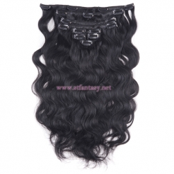 China Wig Supplier Best Quality 7 Pieces Long Curly 100% Indian Human Hair Clip In Hair Extensions For Black Women