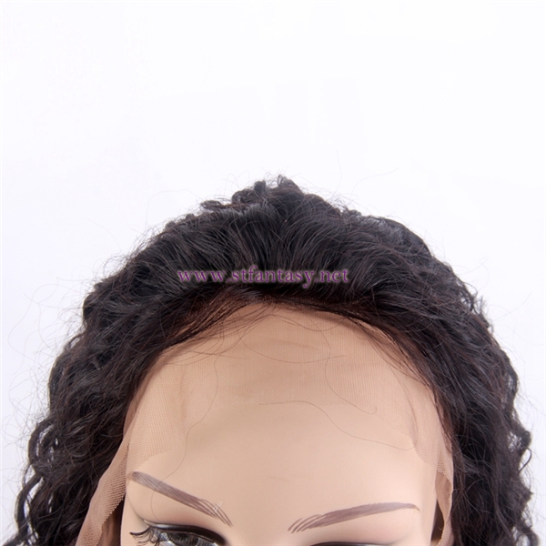 ST 20inch peruvian human hair lace front wigs without bangs for black girl