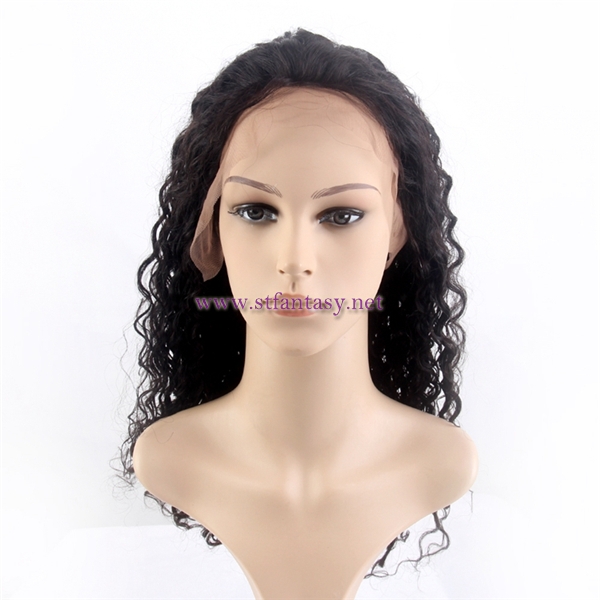 ST 20inch peruvian human hair lace front wigs without bangs for black girl