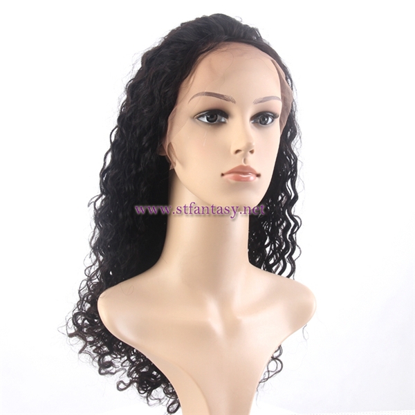 ST 20inch peruvian human hair lace front wigs without bangs for black girl