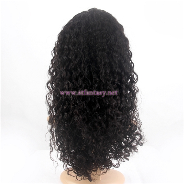ST 20inch peruvian human hair lace front wigs without bangs for black girl