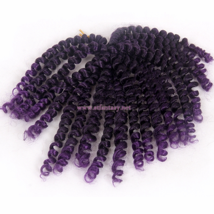 High Quality Wand Curl 10inch Short Purple Synthetic Hair Braiding Extension For Black Women