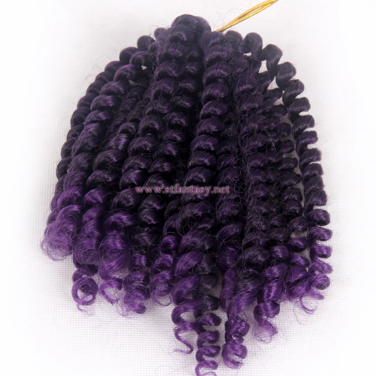 High Quality Wand Curl 10inch Short Purple Synthetic Hair Braiding Extension For Black Women