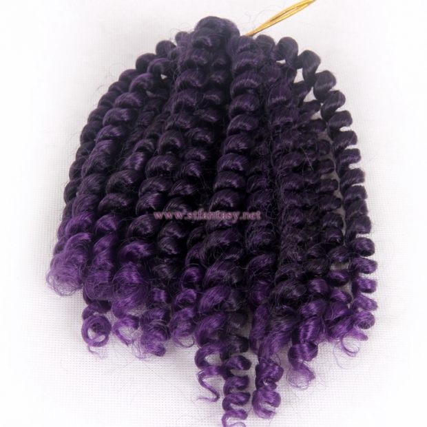 High Quality Wand Curl 10inch Short Purple Synthetic Hair Braiding Extension For Black Women