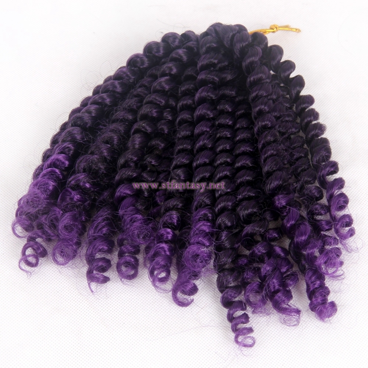 High Quality Wand Curl 10inch Short Purple Synthetic Hair Braiding Extension For Black Women