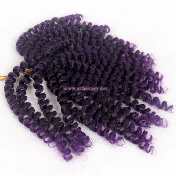 High Quality Wand Curl 10inch Short Purple Synthetic Hair Braiding Extension For Black Women