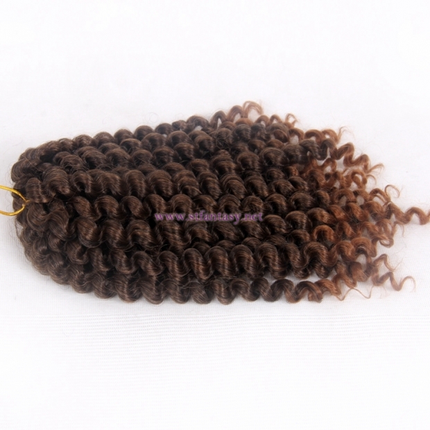 2017 Latest Synthetic Braiding 20 Pieces Wand Curl Ombre Brown Hair Extension For Black Women