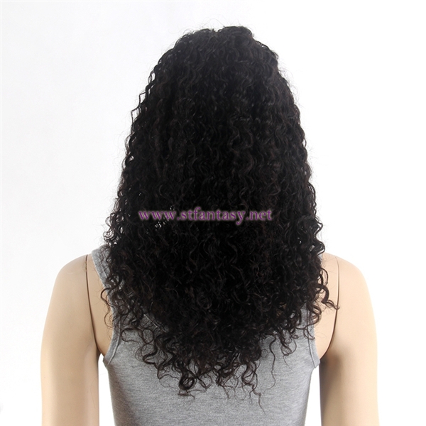 Wholesale Human Hair Full Lace Wig With Kinky Curly Natural Black 20inch Long Lace Wig For Black Women