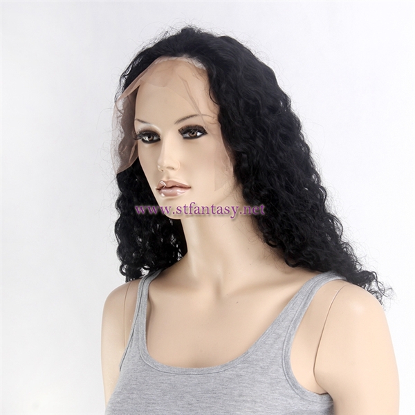 Large Stock 22inch Black Deep Wave Indian Human Hair Full Lace Wig For Black Women Supply Wholesale