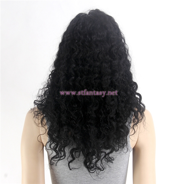 Large Stock 22inch Black Deep Wave Indian Human Hair Full Lace Wig For Black Women Supply Wholesale