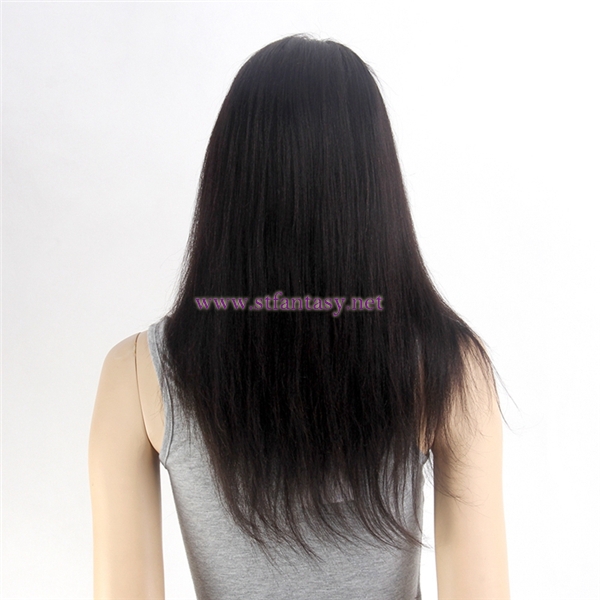 Human Hair From China Natural Color 1b 20inch Silky Straight 100% Peruvian Remy Human Hair Full Lace Wig For Women