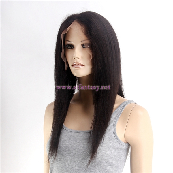 Human Hair From China Natural Color 1b 20inch Silky Straight 100% Peruvian Remy Human Hair Full Lace Wig For Women