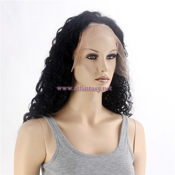 Large Stock 22inch Black Deep Wave Indian Human Hair Full Lace Wig For Black Women Supply Wholesale