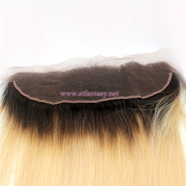 Wholesale Virgin Hair Factory Swiss Lace Frontal Closure 13x4 Top Quality Human Hair Toupee With Dark Roots 613# Blonde Hair